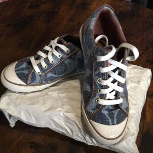 Coach Blue and Brown Casual Sneakers with Denim Look